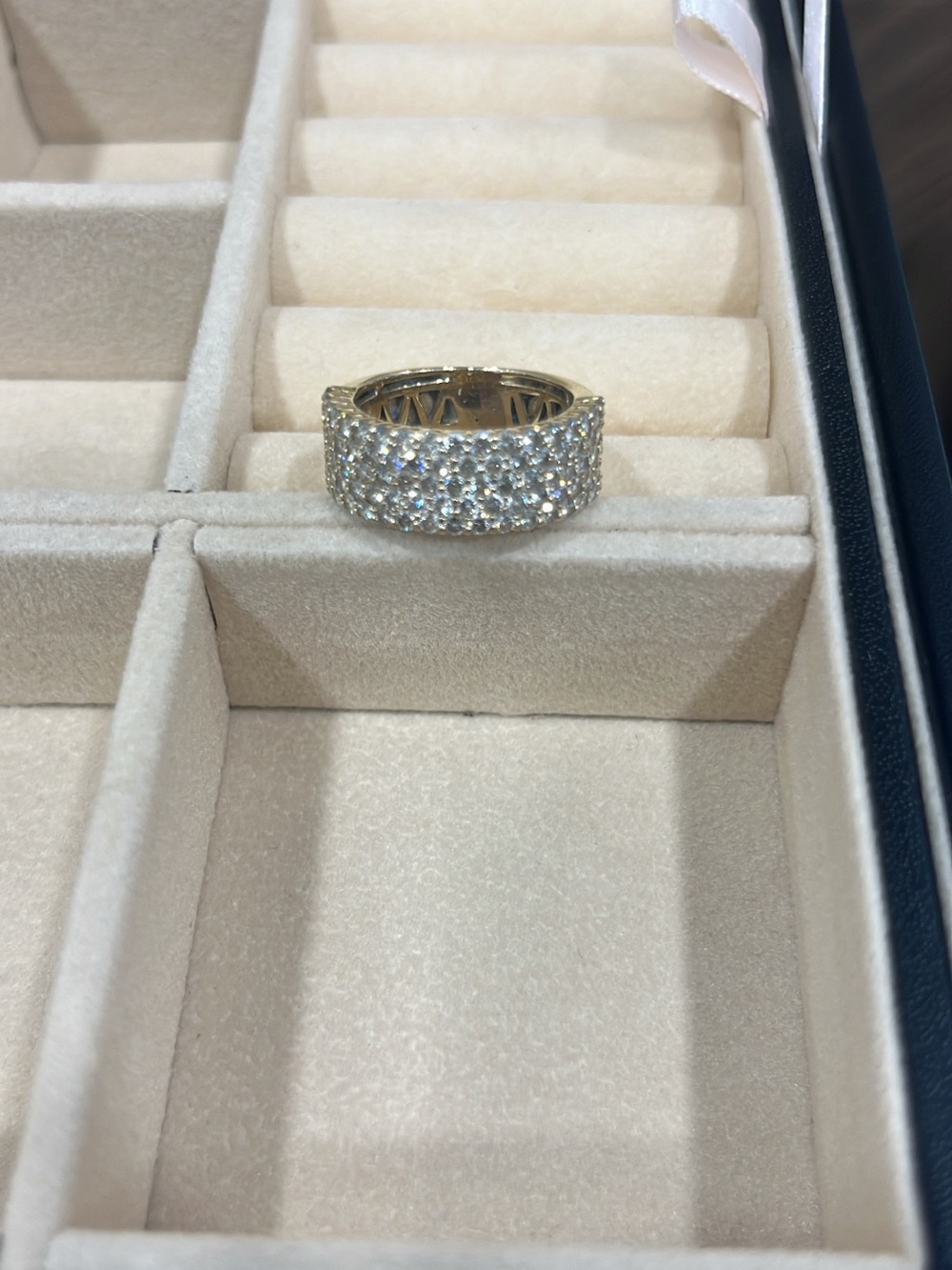 Pavé Crystal Wide Band Ring in Gold
